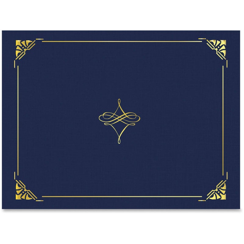 Geographics Navy Certificate Cover, Gold Foil, Linen Texture, 8.75" x 11.25", 5/Pack (47841) - Image 1